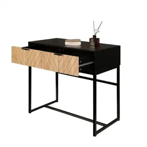 Combohome <span class=keywords><strong>Bali</strong></span> Coastal Mesa de consola moderna con 2 cajones de madera natural, mesa de consola de muebles negros - Product Image 3