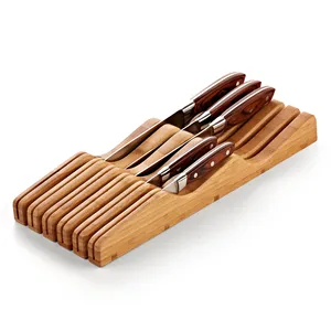 Messer block Bambus Küchenmesser Schublade Organizer Holz messer halter für Küchen schublade