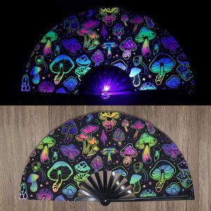 Stock 13Inch Black Bamboo Held Folding <b>Fans</b> 33Cm <b>Large</b> Rave Hand <b>Fan</b> With Custom Logo Printed for Party and Dance - Product Image 4
