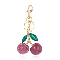 Porte-clés personnalisé 3d cristal cerise Pendentif pour sac à main Cadeau fraise pailletée Pendentif pour sac cerise Porte-clés charmant
