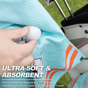 Serviette de golf personnalisée avec motif imprimé, lot de 2, serviette pour essuyer les balles de golf avec clip, serviette de golf en microfibre - Product Image 5