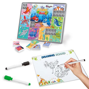 กระดานปริศนาทะเลพร้อมบล็อกสัตว์ทะเล ของเล่น STEM วาดภาพ DIY 2 in 1 ของขวัญเสริมพัฒนาการกล้ามเนื้อมัดเล็กสำหรับเด็กเล็ก - Product Image 1