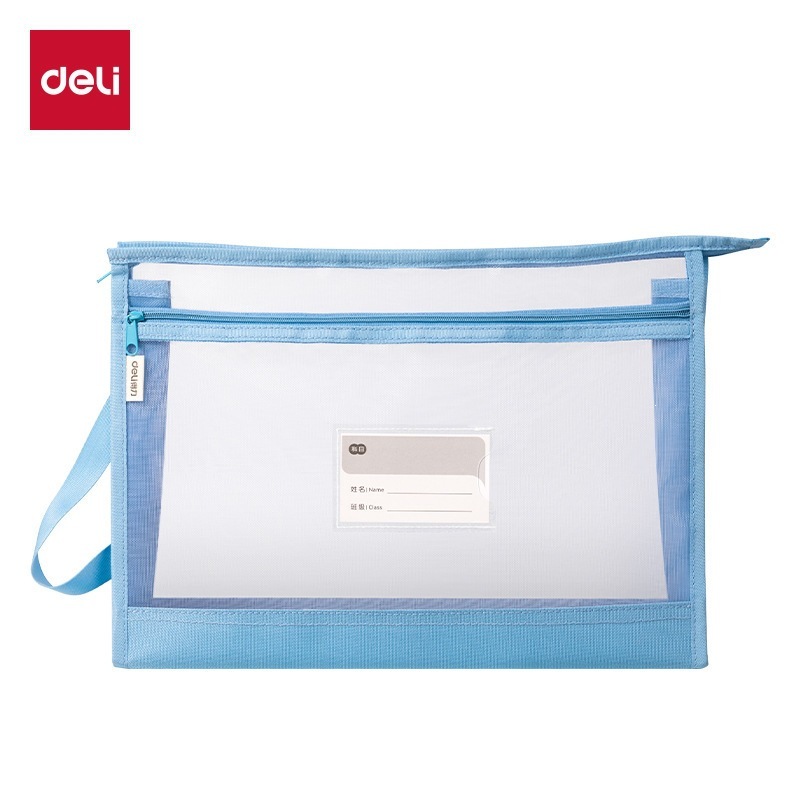 PP134 Grand sac à main avec fermeture éclair, format A4 - Bleu clair