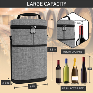 Custom Logo Bottle Carrying Case Wine Travel Bag Insulated Leakproof Wine Cooler Bag - Product Image 3