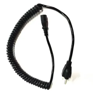 NEMA 5-15p hingga C13 kabel koil listrik kawat pegas kabel koil kabel daya Spiral