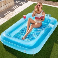 Chaise longue gonflable transparente en PVC pour bronzage, piscine, enfants, adultes, extérieur, pelouse, baignoire, avec dossier, pour se prélasser au soleil