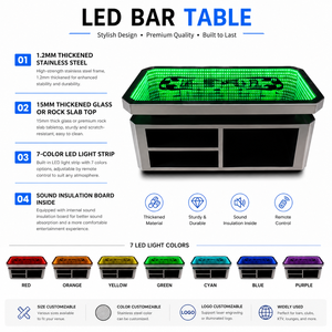 Mesa de <span class=keywords><strong>Bar</strong></span> Acrílica Moderna con Iluminación LED de 7 Colores, Mesa Auxiliar de Acero Inoxidable para Club, Salón, KTV, <span class=keywords><strong>Bar</strong></span> - Product Image 3