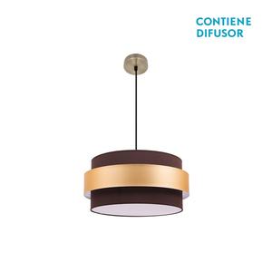 Lámpara de techo de cuero marrón y oro, tamaño 40x40 cm, con portalámparas E27; ideal para iluminar y decorar espacios. - Product Image 1