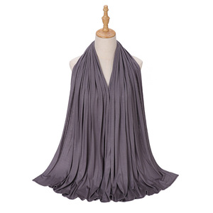 <strong>Wholesale</strong> Women New Luxury Customize Made Premium Stretch Jersey Hijab 75*175cm Cotton Long Jersey Luxe Scarf <strong>Shawls</strong> - Product Image 4