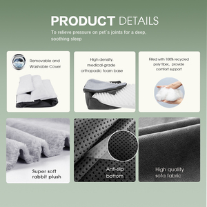 Cama de lujo <span class=keywords><strong>XL</strong></span> para perros con espuma viscoelástica de huevo cama ortopédica para mascotas cubierta extraíble hecha de fibra Premium para mascotas - Product Image 3