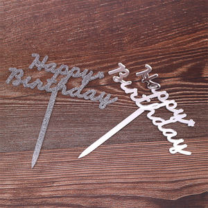 Acrilico buon compleanno Glitter Gold <span class=keywords><strong>Cake</strong></span> <span class=keywords><strong>Topper</strong></span> parola DIY Logo per la festa degli amici Premium promozionale per feste - Product Image 5