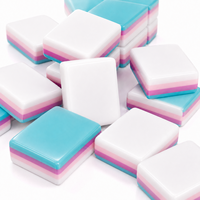 Ensemble de Mahjong Américain de Luxe 160 Tuiles, Tuiles Acryliques Quadri-couches Quatre Couleurs avec Motifs Desserts et Floraux pour Détaillants B2B