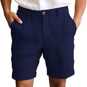 Shorts en lin mélangé de couleur unie pour hommes, design moderne, polyvalents, légers, convertibles, décontractés, pour l'été - Product Image 6