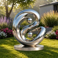 Escultura Orb 3D de Acero Inoxidable Pulido de Doble Armonía Personalizada con Temática Musical y de Cruz - Monumento Moderno para el Día Nacional en Espacios Públicos
