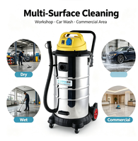 Aspirateur industriel humide et sec de type réservoir de 50 L avec filtre à air ultra fin, accessoires complets, compatible OEM pour usage commercial