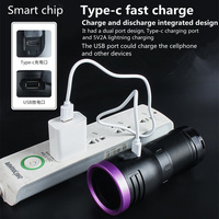Lampe torche LED UV rechargeable 4 cœurs 365 nm, miroir noir, détection de lumière violette, lanterne tactique, lampes de poche