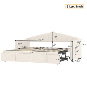 โซฟาเบดปรับนอนได้ขนาดทวิน หุ้มกำมะหยี่ พร้อมเตียงเสริมในตัว ช่องเสียบ USB สำหรับชาร์จไฟ เหมาะสำหรับห้องนั่งเล่น - Product Image 6