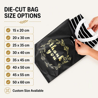 Sacs de remerciement personnalisés avec logo imprimé, sacs de courses en plastique colorés à poignée découpée pour boutiques, cadeaux, vêtements et vente au détail