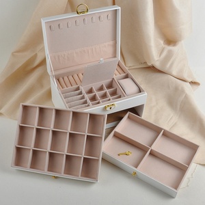 Large Capacity White Jewelry <b>Box</b> with New Design Three-Layer <b>Drawers</b> for Necklace Ring Earpiece <b>Storage</b> Low MOQ - Product Image 6