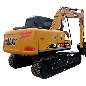 รถขุด Sany SY155C สีเหลือง ระบบไฮดรอลิก ติดตั้งบนราง สำหรับงานก่อสร้าง - Product Image 1