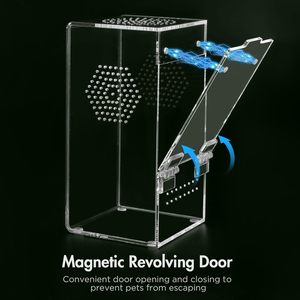 Ventilazione All-Side Pre-assemblata 3.5 "x 3.5" x 7 "acrilico terrario magnetico porta espositore per il salto ragni mantide religiosa - Product Image 6