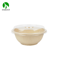 Bulat 700 Ml Sekali Pakai Takeaway Sup Panas Mangkuk Ramen Serat Bambu Mangkuk Bagasse dengan Tutup