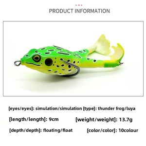 เหยื่อ<span class=keywords><strong>ตก</strong></span><span class=keywords><strong>ปลา</strong></span>แบบผิวน้ำ 90 มม./13.7 กรัม รุ่น Topwater Thunder Frog ขาหมุนได้ 360 องศา ตัวลอยน้ำแบบกลวง ป้องกันการติดต้นไม้ ตัวเบ็ดคู่ สำหรับ<span class=keywords><strong>ตก</strong></span><span class=keywords><strong>ปลา</strong></span>แบส <span class=keywords><strong>ปลา</strong></span>ชะโด ในทะเลสาบและลำธาร - Product Image 2
