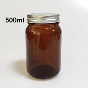Amber Glass Mason Jars 16 oz 500ml Wide Mouth Brown Glass Canning Mason Jars