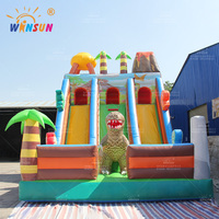 Toboggan aquatique gonflable commercial personnalisé en PVC, thème dinosaure, jouet d'extérieur pour enfants et adultes, couleur et logo personnalisables, 100-500 kg, 5-10 ans