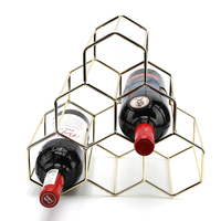 Porte-bouteilles et casier à vin moderne en métal à trois niveaux, résistant à la rouille, autoportant, pour bar à domicile et cuisine