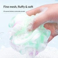 Éponge de bain exfoliante sans peluches, grande taille, dégradé de couleurs, exfoliation sans douleur, durable, massage, en PE