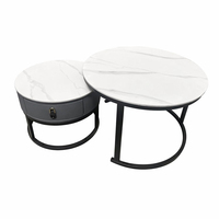 Table basse ronde de designer italien moderne, surface en marbre, base en acier inoxydable, mobilier de luxe pour salon et hôtel, fabrication en usine