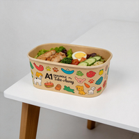 Conteneur rectangulaire jetable de haute qualité, anti-fuite, 150 ml, 250 ml, 511 ml, bol en papier pour salade, emballage pour bento