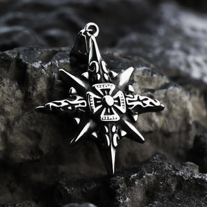 Stainless Steel Men's <b>Cross</b> Pendant Geometric Asymmetry Design For Clothing Matching Gift - Product Image 3