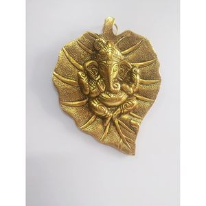 PARIJAT Handicrafts Golden Aluminum Ganesha <b>Leaf</b> <b>Wall</b> Sculpture Hand-Carved Metal Home & Temple <b>Decor</b> - Product Image 3