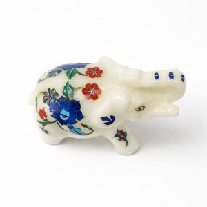 Handcrafted Marble Elephant Figurine with Colorful Floral Hand <b>Painting</b> Decorative <b>Stone</b> Craft Sculpture for Living Room Gifts - Product Image 3