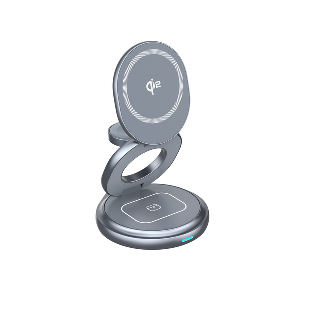 Qi2 Hot Selling 3 in 1 Folding Metal Wireless Charger 360 Degrees Rotating Chargeur Sans Fil Fast Wireless Charging Station