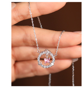 S925 <b>Sterling</b> <b>Silver</b> Pink Crystal Butterfly Ring Pendant <b>Necklace</b> Fairy Delicate Womens Daily Accessory Gift Clavicle Chain - Product Image 3