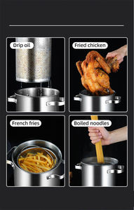 Usine Nouveau Design Polyvalent 0.65mm En Acier Inoxydable 304 Induction Ustensiles De Cuisine Friture Panier <span class=keywords><strong>Asperges</strong></span> Filtre À Huile Friteuse Marmite - Product Image 5