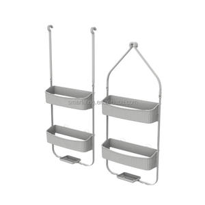 三层大容量金属淋浴罐，带皂液器双层，用于高效的浴室组织 - Product Image 1