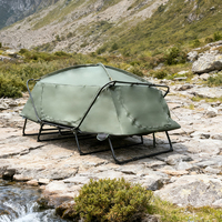 Lit de camping pliable double couche imperméable quatre saisons pour l'extérieur, structure à une chambre avec poteaux en fibre de verre pour 1-2 personnes