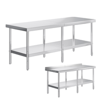 Table de travail commerciale en acier inoxydable à 2 niveaux, table de laboratoire pour restaurant et atelier