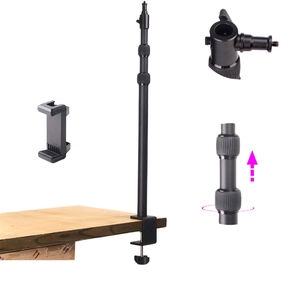 Soporte de Escritorio Metálico con Soporte para Teléfono y Cabezal de Bola, Soporte de Luz para Cámara, Soporte para Transmisión en Vivo - Product Image 1
