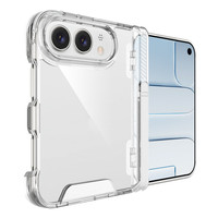 Coque transparente anti-rayures pour iPhone Duo Fold Phone, hybride PC TPU, béquille cachée, protection complète de la charnière, coque transparente