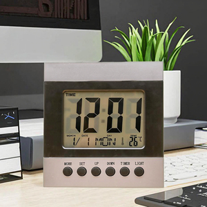 <span class=keywords><strong>Horloge</strong></span> numérique électronique la plus vendue, affichage de l'heure mondiale, de la température, multilingue, rétroéclairage, fonction snooze pour la chambre à coucher, le bureau - Product Image 2