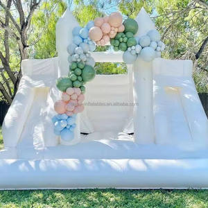 Venta caliente PVC color blanco fiesta Casa de rebote <span class=keywords><strong>para</strong></span> niños castillo hinchable con piscina y tobogán - Product Image 1