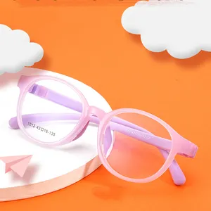 1012 gafas ultraligeras flexibles TR90 de silicona para niños, monturas de gafas graduadas ópticas redondas Retro para niños y niñas