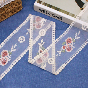 Guipur 8,5 cm encaje bordado inglés con malla de flores con bordado Floral tela de poliéster recorte de encaje - Product Image 5