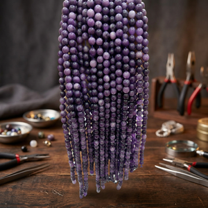 Perles rondes en améthyste violette naturelle de 8 mm, pierres précieuses polies en vrac pour la fabrication de bracelets, colliers et bijoux DIY - Product Image 4