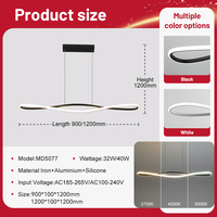 Lustre LED suspendu linéaire créatif en aluminium et silicone OEM ODM, télécommande intelligente, variateur d'intensité, design minimaliste pour restaurant